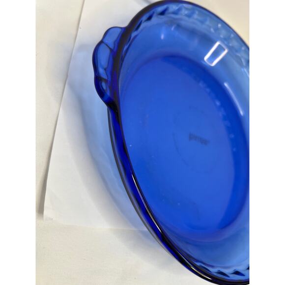 Vintage Pyrex Original Cobalt Blue Fluted Pie Baking Plate 229 9.5” Glass Dish - Picture 3 of 9